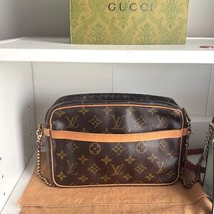 LOUIS VUITTON MONOGRAM COMPIEGNE 23 CLUTCH HAND BAG BROWN